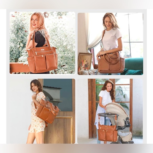 miss fong Diaper Bag Tote Leather Diaper Bag Backpack Large Tote Bag,Baby - Picture 3 of 5